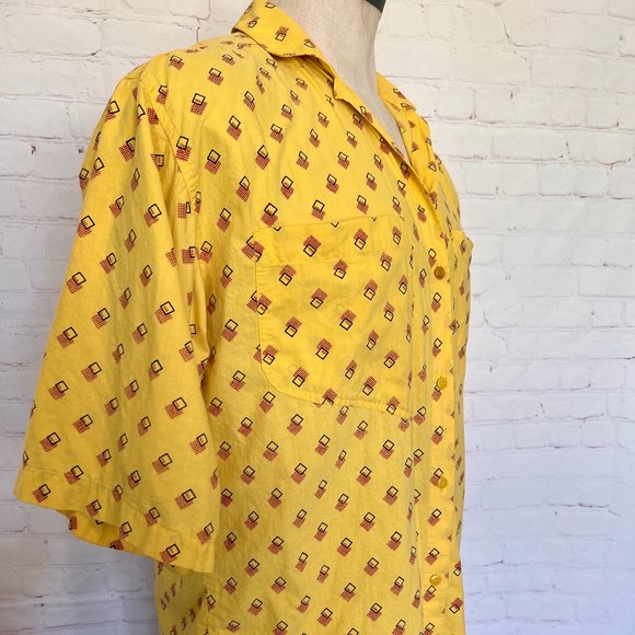 70's Retro Short Sleeve Shirt - Geometric Print - Size Large - Picture 6 of 9